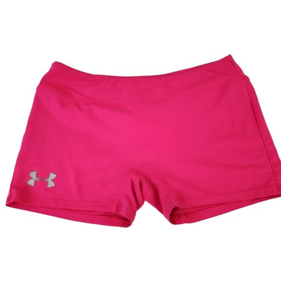 Under Armour Youth XL Shorts Fitted Hot Pink Athletic Shorts - Picture 1 of 4